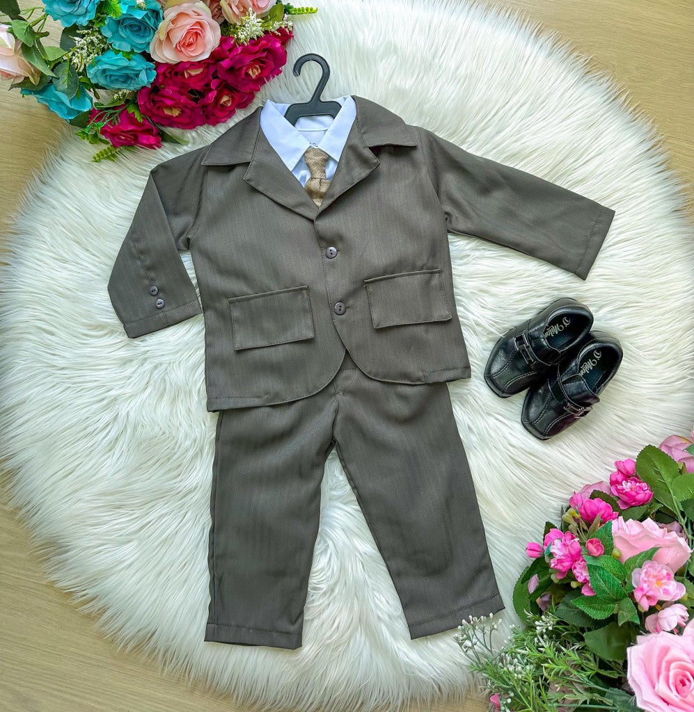 Conjunto Infantil Social Verde Militar Terno Matheus em Microfibra
