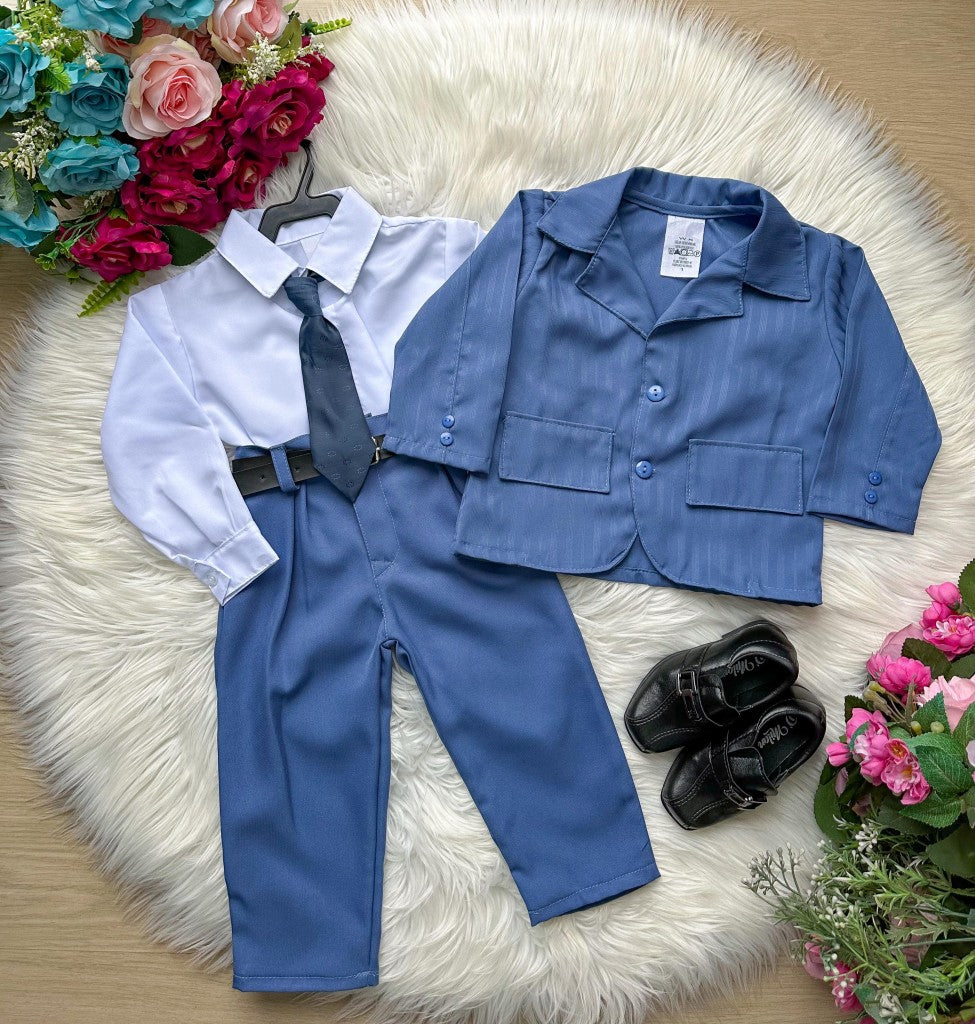 Terno Gael Azul Infantil Social Conjunto Elegante para Eventos Especiais