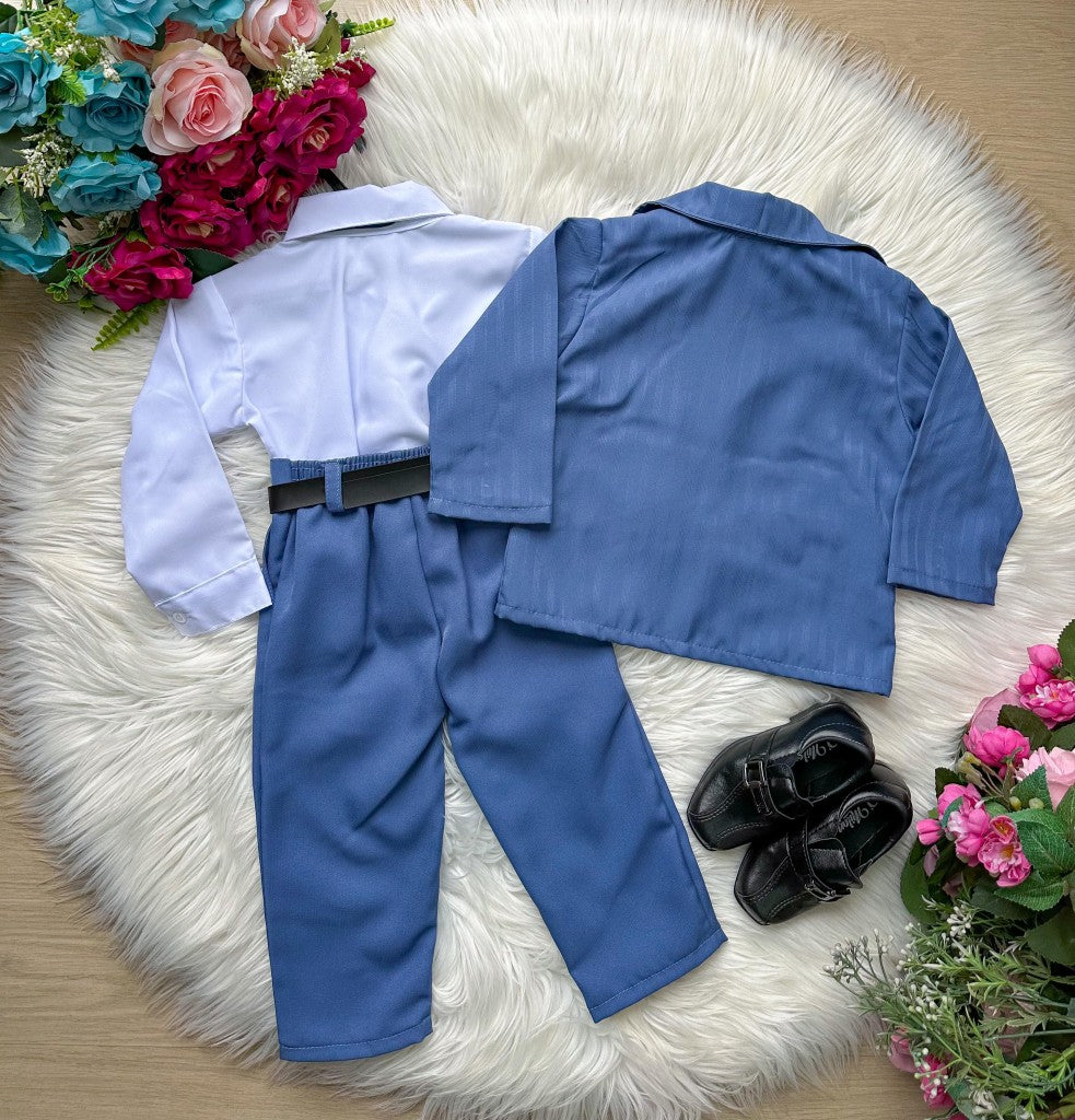 Terno Gael Azul Infantil Social Conjunto Elegante para Eventos Especiais