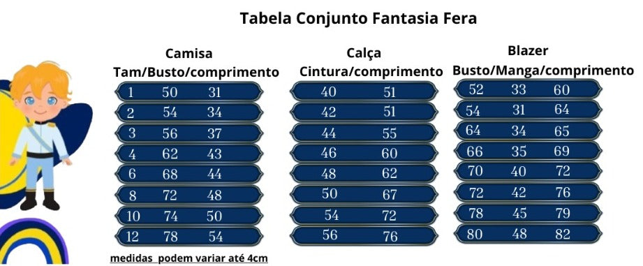 Fantasia Príncipe Fera em Helanka e Cetim com Máscara