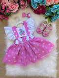 Vestido Rosa Princesa Belli em Tule para Crianças de 03 Meses a 2 Anos