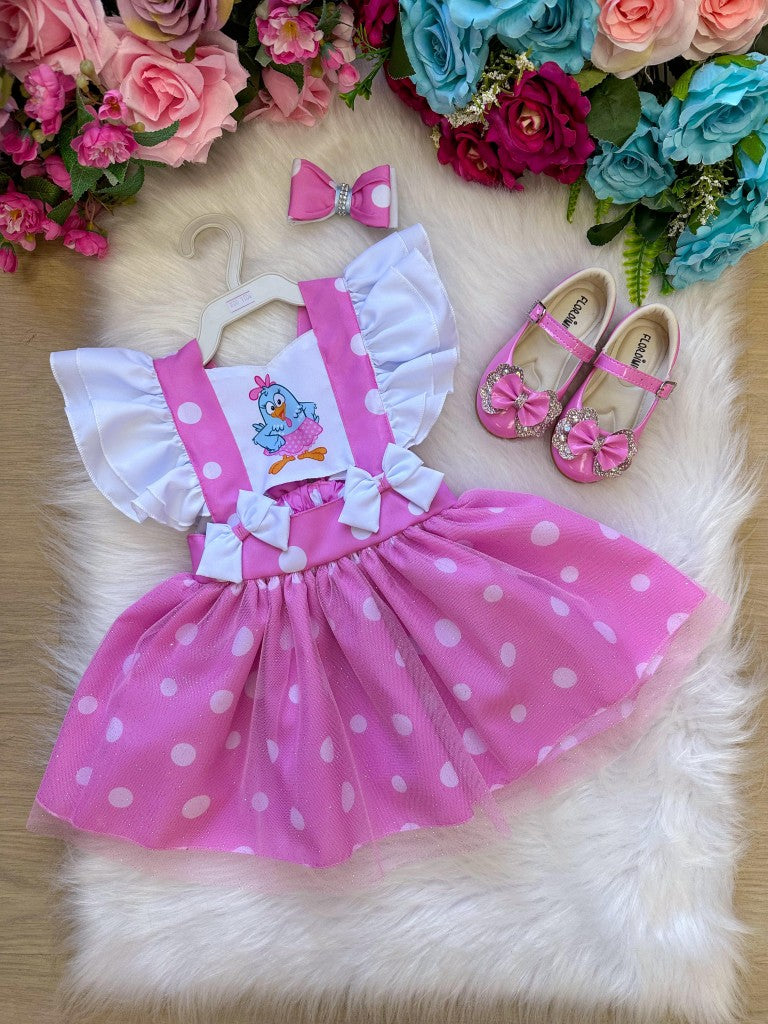 Vestido Rosa Princesa Belli em Tule para Crianças de 03 Meses a 2 Anos