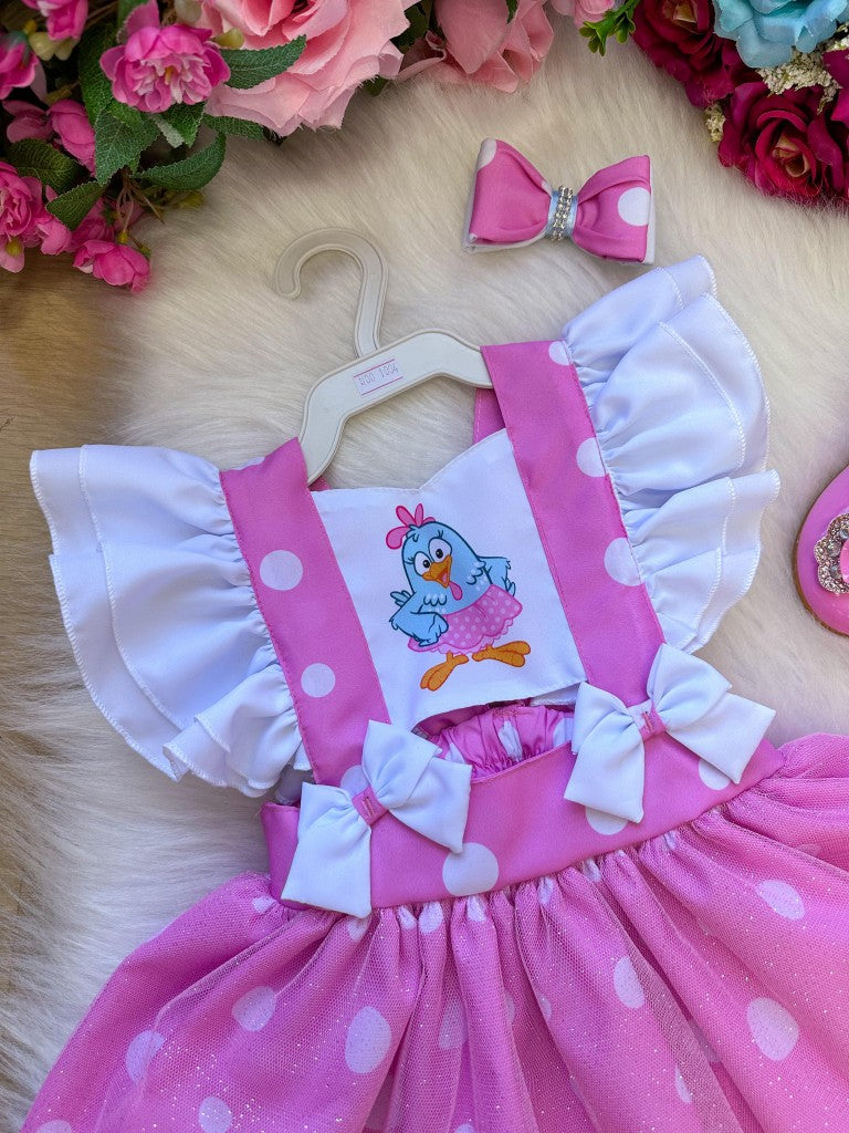 Vestido Rosa Princesa Belli em Tule para Crianças de 03 Meses a 2 Anos