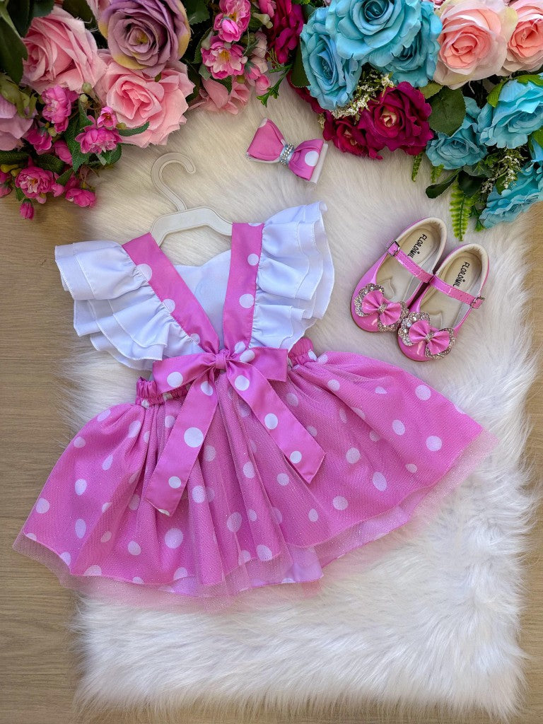 Vestido Rosa Princesa Belli em Tule para Crianças de 03 Meses a 2 Anos