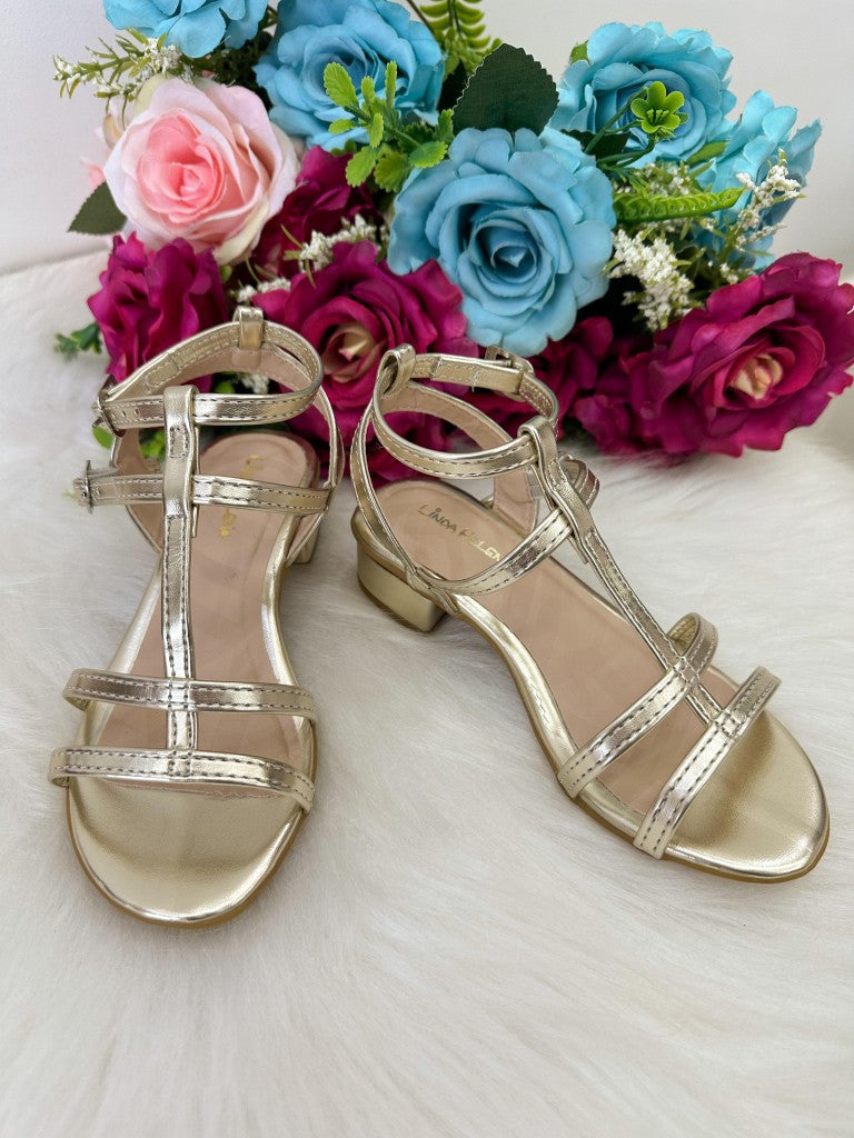 Sandália Dourada Antiderrapante para Meninas com Palmilha em Elanca