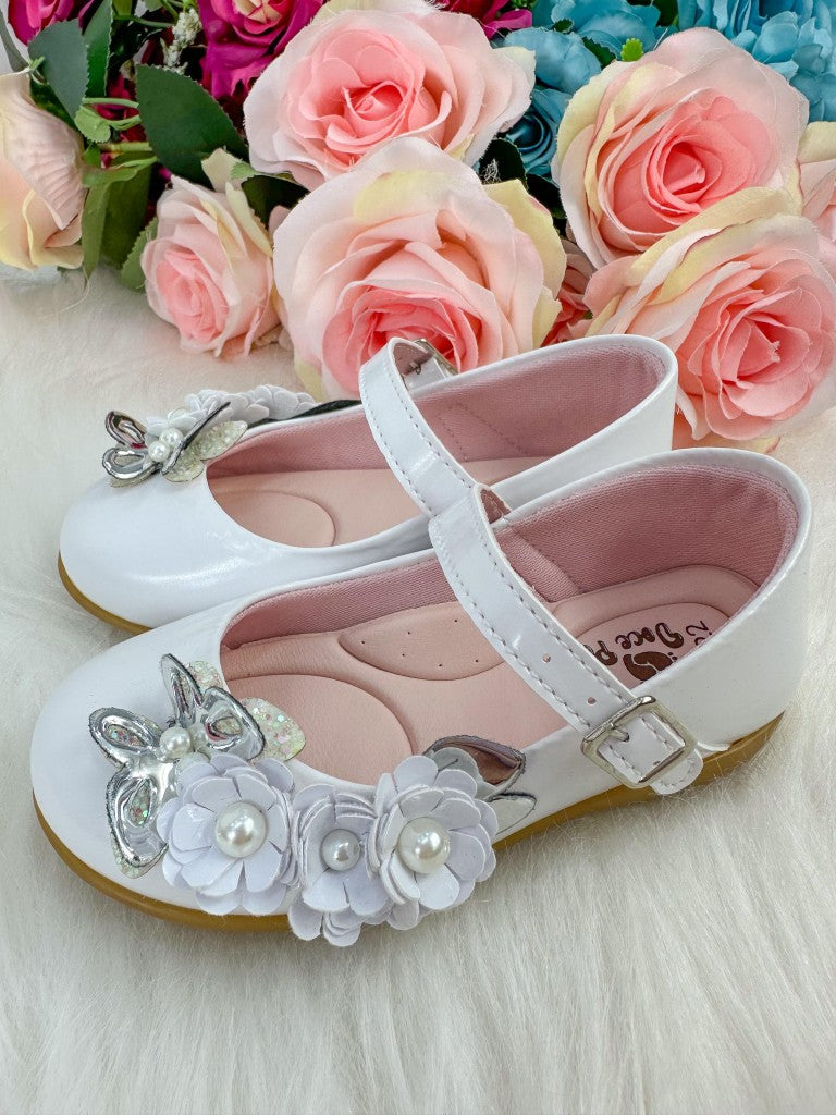 Sapatilha Branca Infantil Jardim Encantado para Batizado e Festas