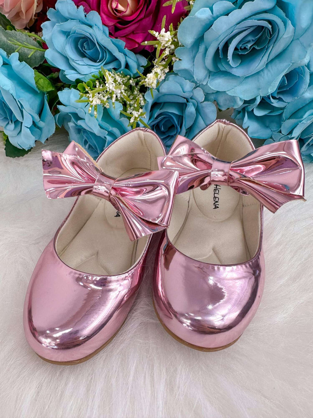 Sapatilha Rosa Metalizado com Laço Removível para Meninas