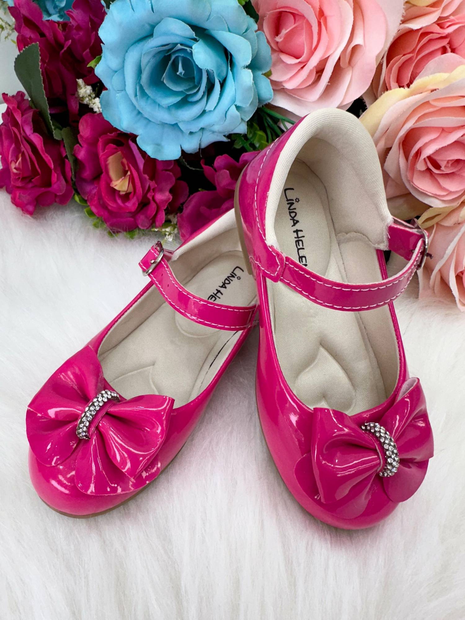 Sapatilha Pink com Laço e Strass para Meninas