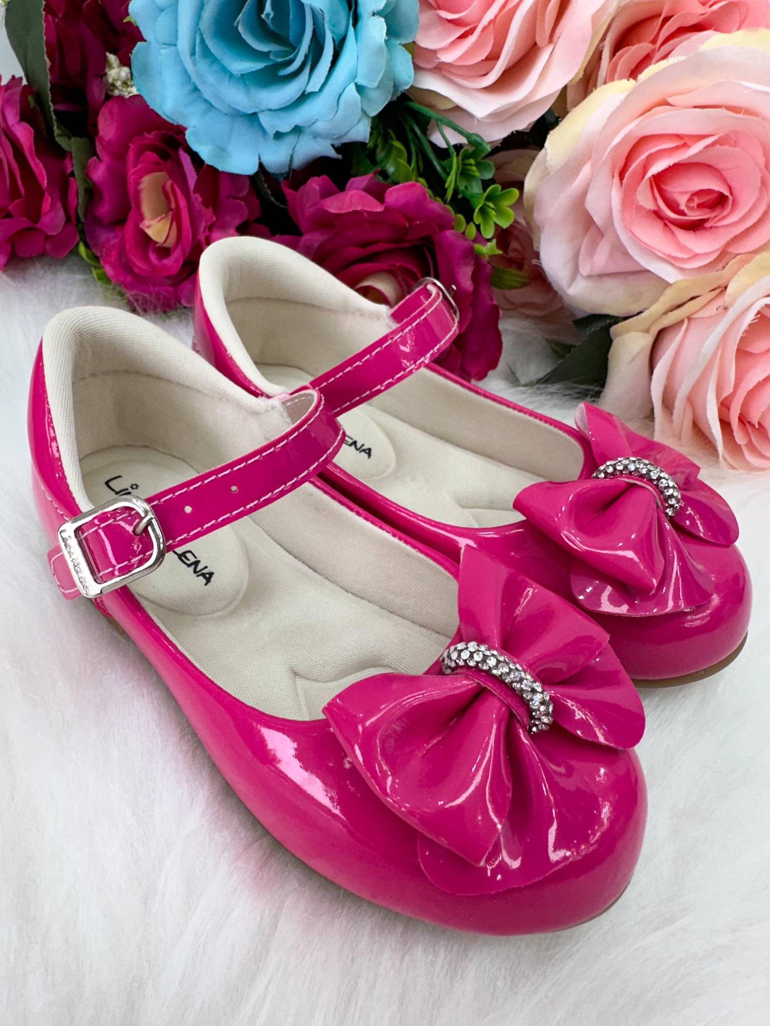 Sapatilha Pink com Laço e Strass para Meninas