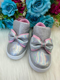 Tênis Infantil Lacinho Prata Glitter com Solado Antiderrapante