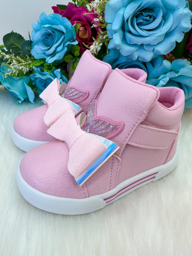 Tênis Bota Infantil Sereia Rosa com Solado Antiderrapante