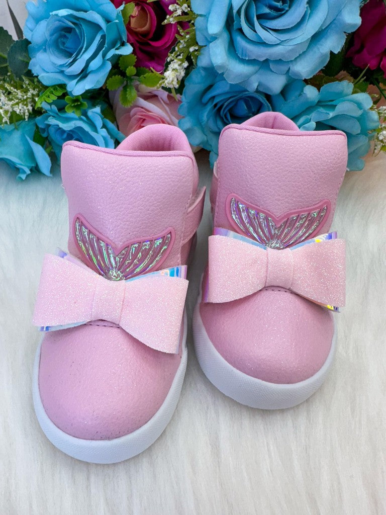 Tênis Bota Infantil Sereia Rosa com Solado Antiderrapante