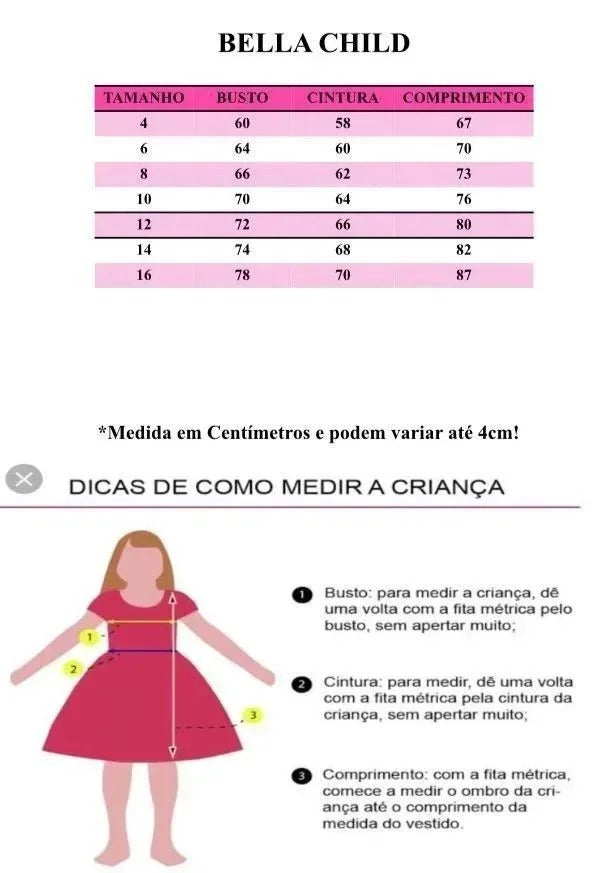 Vestido Infantil Branco em Tecido Misto com Laço
