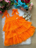 Vestido Laranja Neon em Tecido 100% Poliester com Alcinhas Ajustáveis