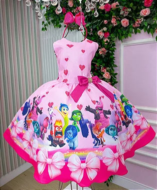 Vestido Infantil Rosa em Tecido Microfibra com Alças Amarradas