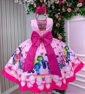 Vestido Infantil Rosa em Tecido Microfibra com Alças Amarradas
