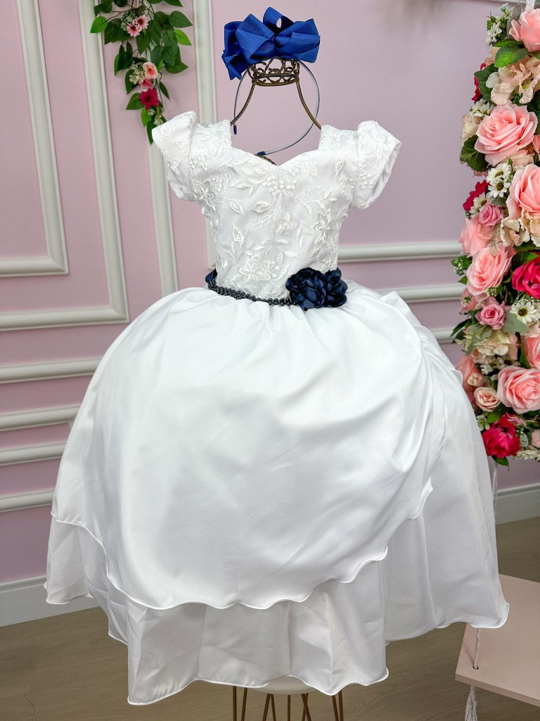 Vestido Branco com Forro em Poliéster e Algodão para Batizado e Casamento