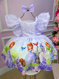 Vestido Infantil Princesa Sofia em Poliéster com Laço