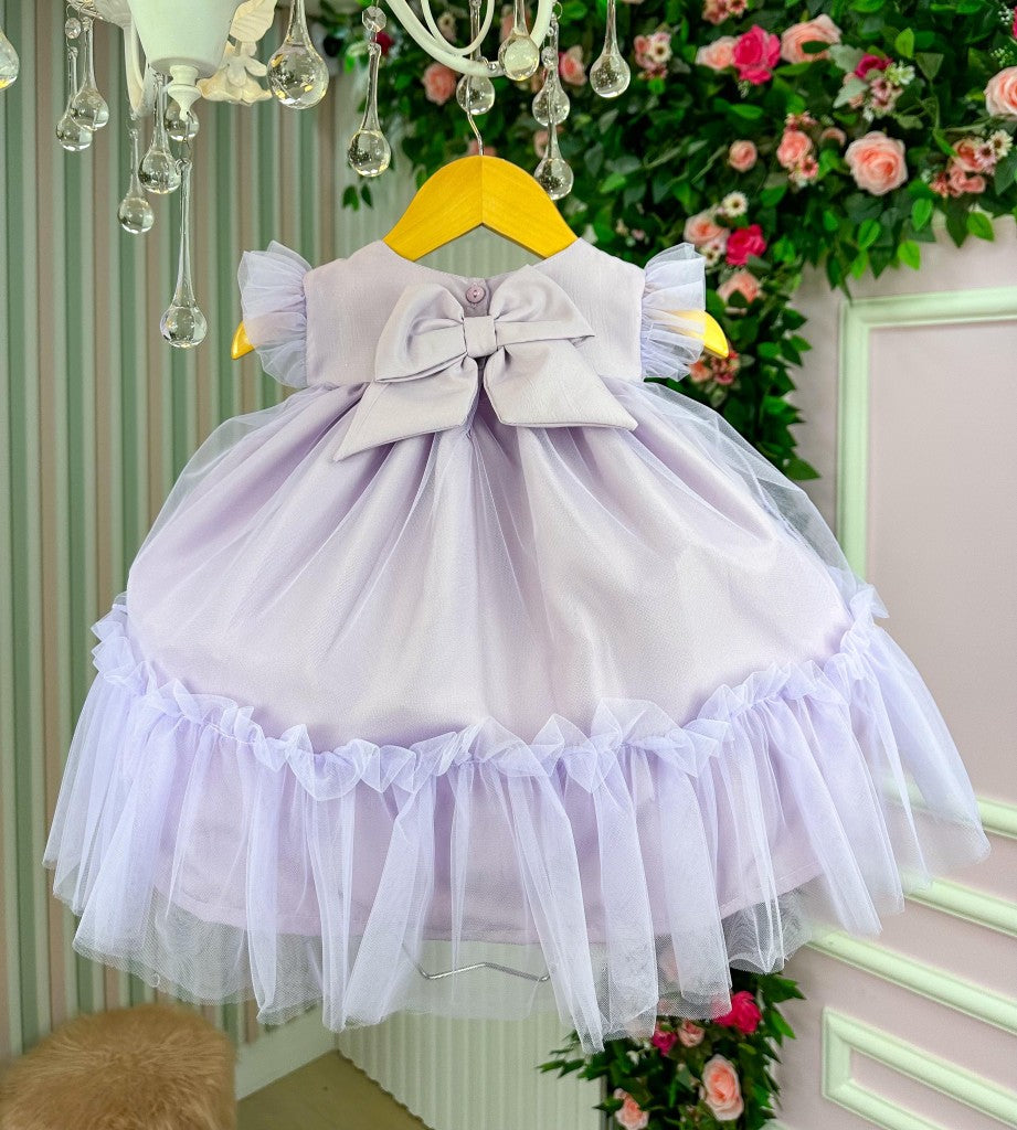 Vestido Infantil Luxo Jardim Encantado Lilás em Tule
