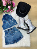 Conjunto Jeans Sem Lycra Para Blogueirinha Marcely