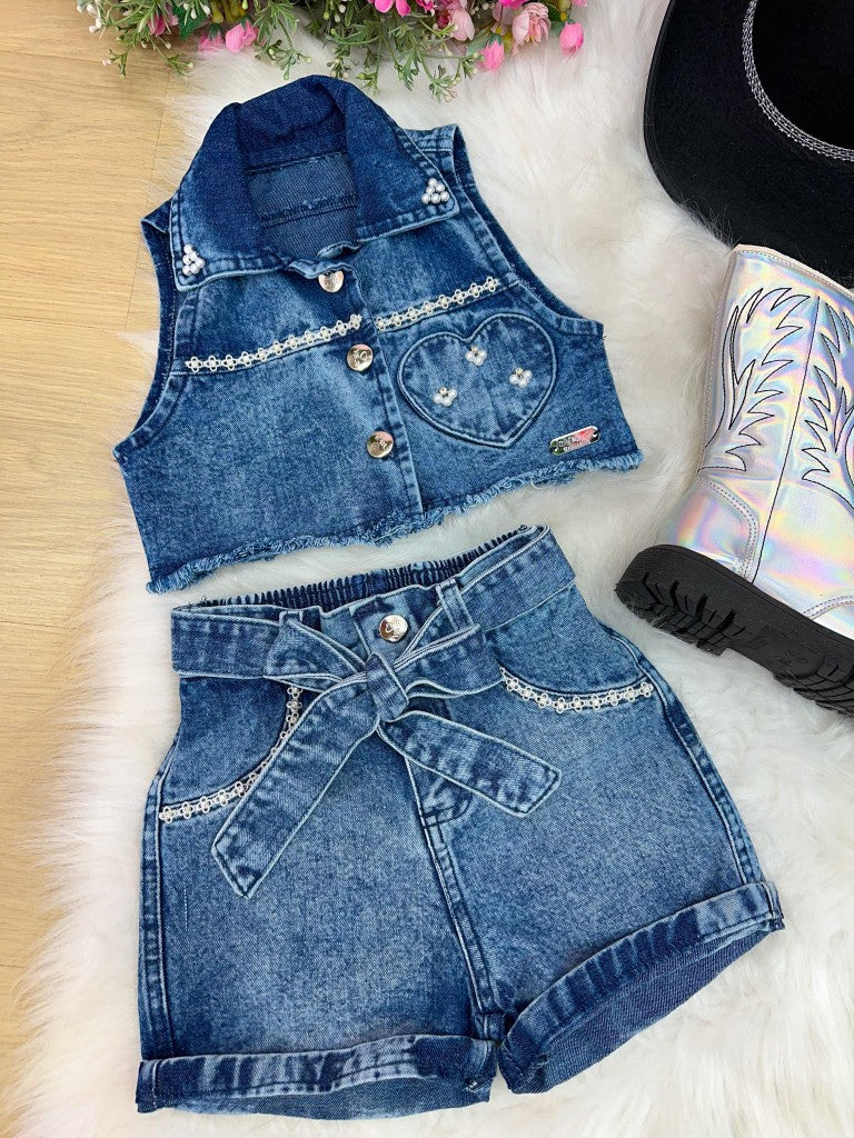 Conjunto Jeans Sem Lycra Para Blogueirinha Marcely