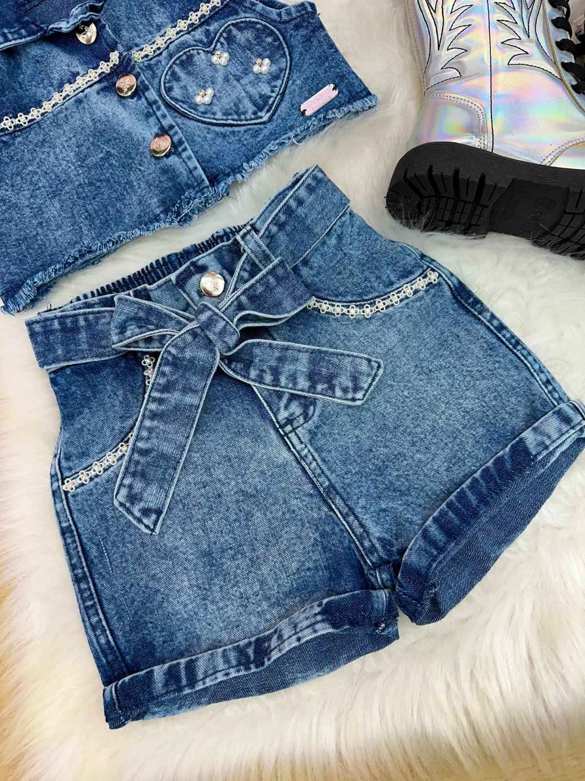 Conjunto Jeans Sem Lycra Para Blogueirinha Marcely