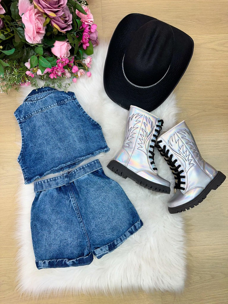 Conjunto Jeans Sem Lycra Para Blogueirinha Marcely