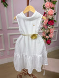 Vestido Infantil Branco em Tecnologia Summer com Cinto