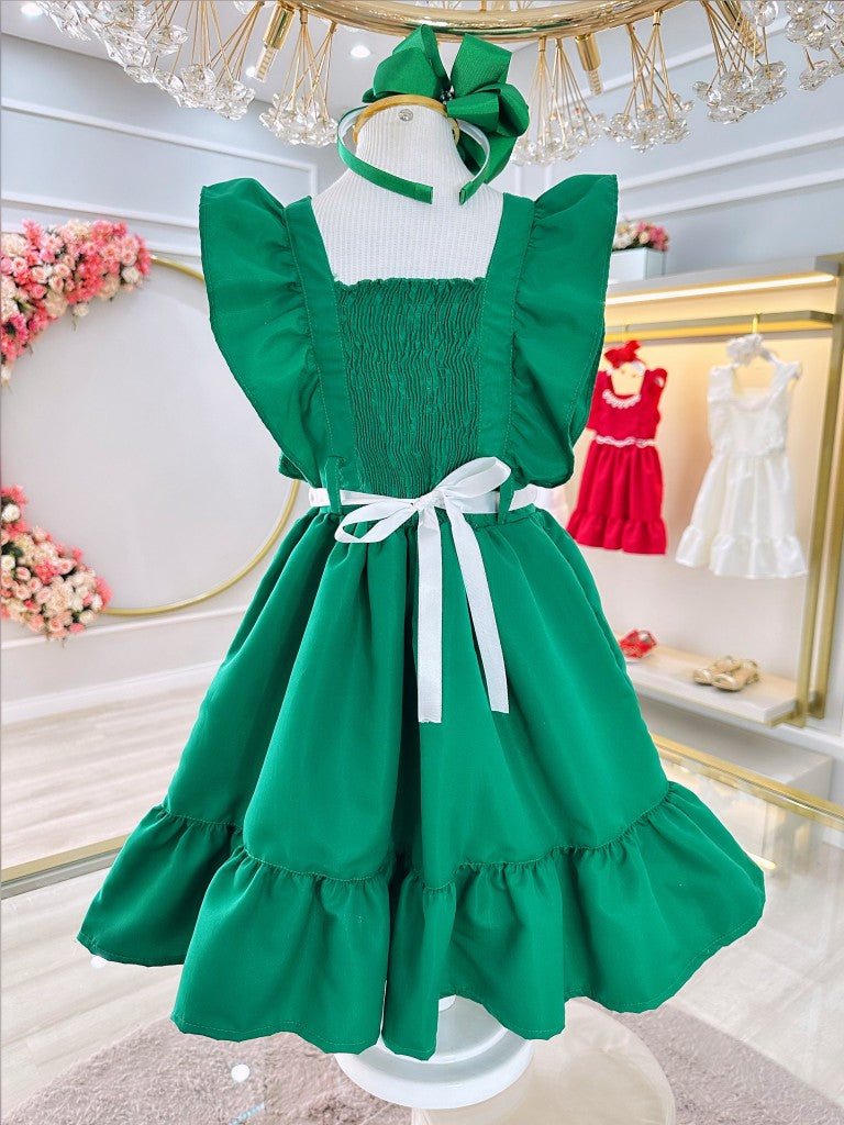 Vestido Infantil Verde Luxo Com Pérolas Para Festas