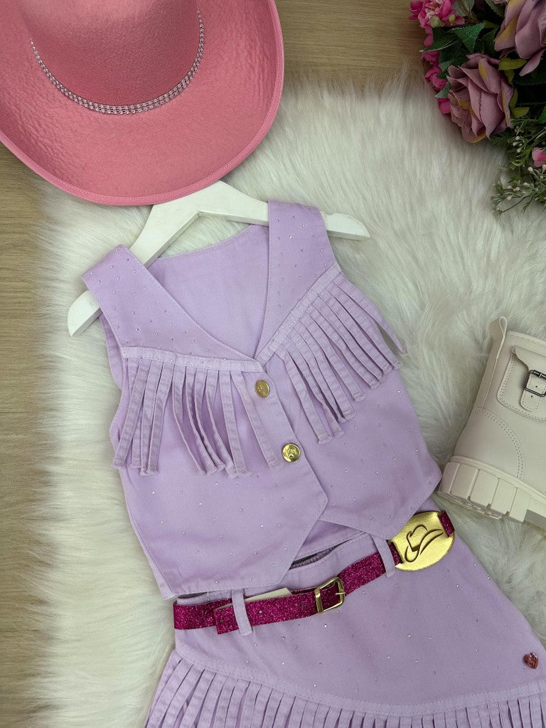 Conjunto Jeans Lilás Blogueirinha Boiadeira Maraisa
