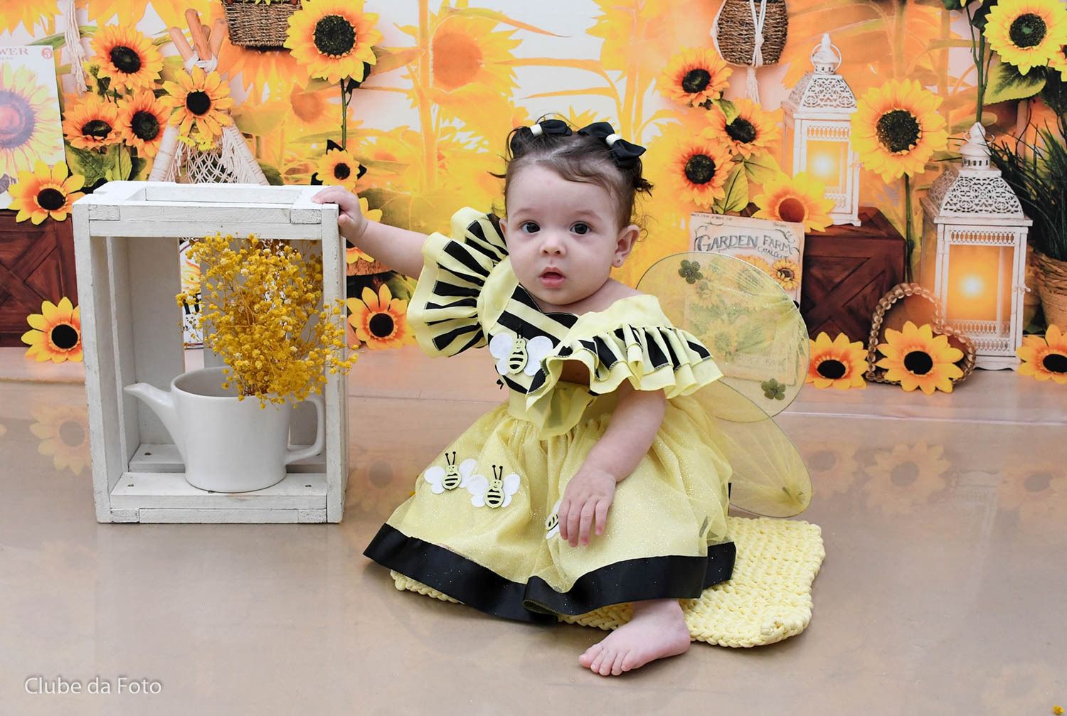 Vestido Princesa Abelha em Tule 100% Poliéster para Crianças de 3 Meses a 2 Anos