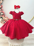 Vestido Infantil Vermelho com Nervura para Festas