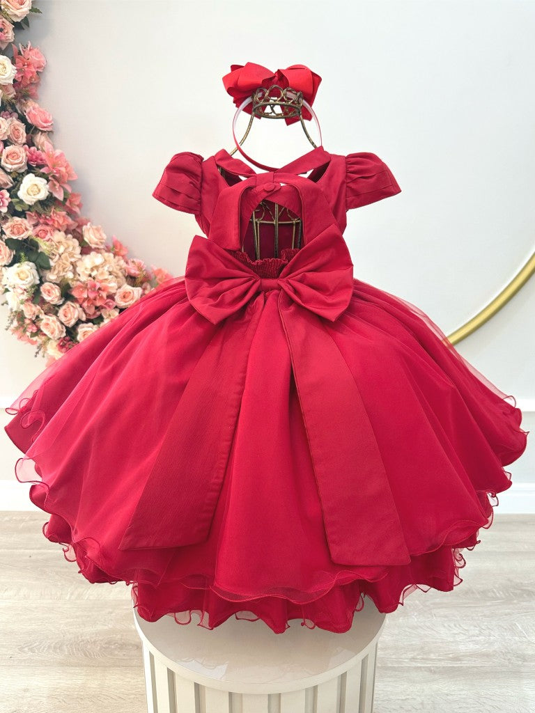Vestido Infantil Vermelho com Nervura para Festas
