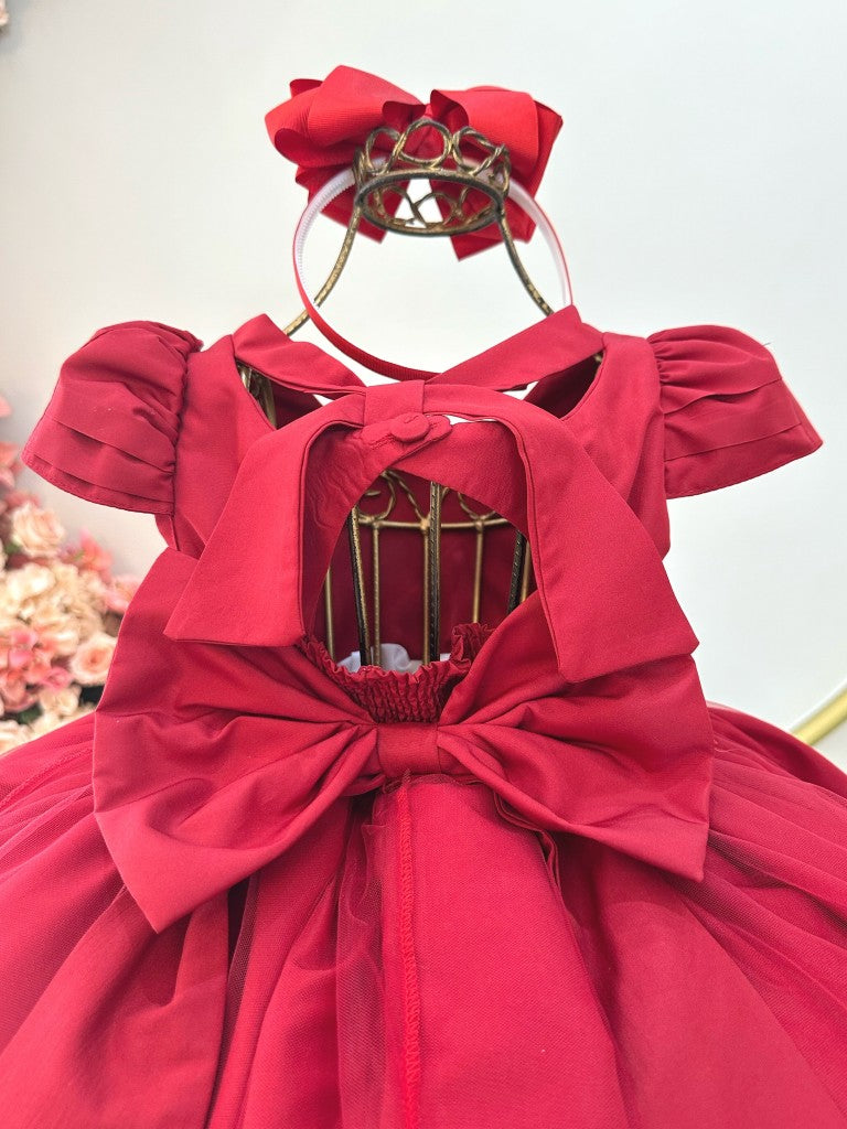 Vestido Infantil Vermelho com Nervura para Festas