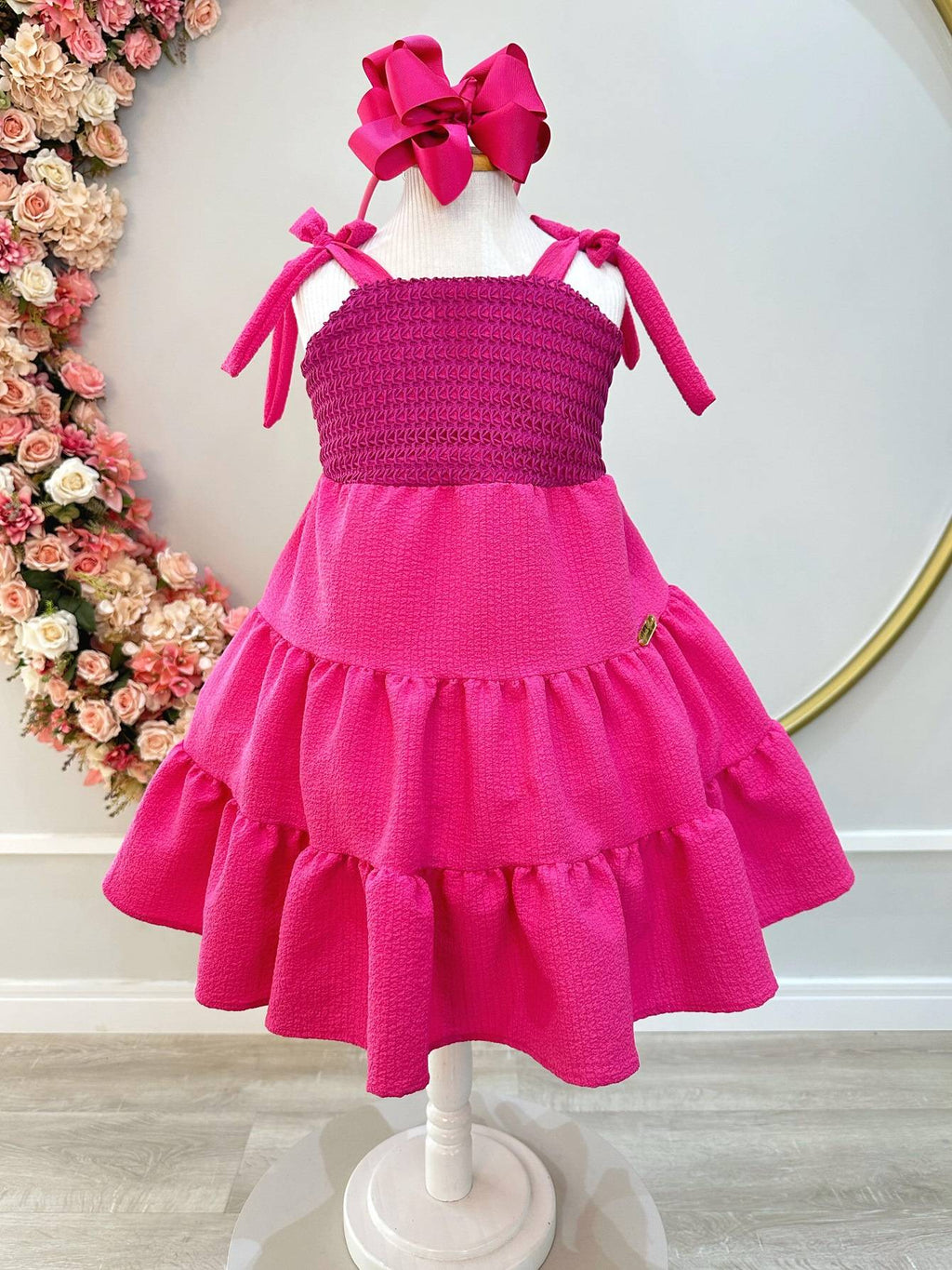 Vestido Infantil Casual Luxo Alça Pink