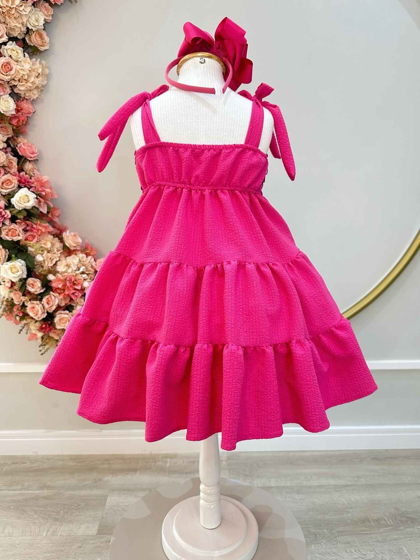 Vestido Infantil Casual Luxo Alça Pink