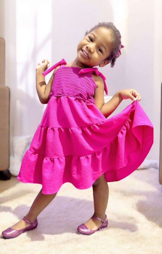Vestido Infantil Casual Luxo Alça Pink