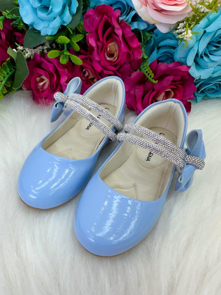 Sapatilha Azul Bebê com Lacinho e Strass para o Dia a Dia