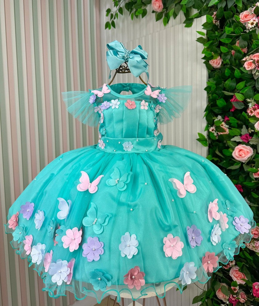 Vestido Verde Tiffany para Meninas com Design Delicado e Confortável