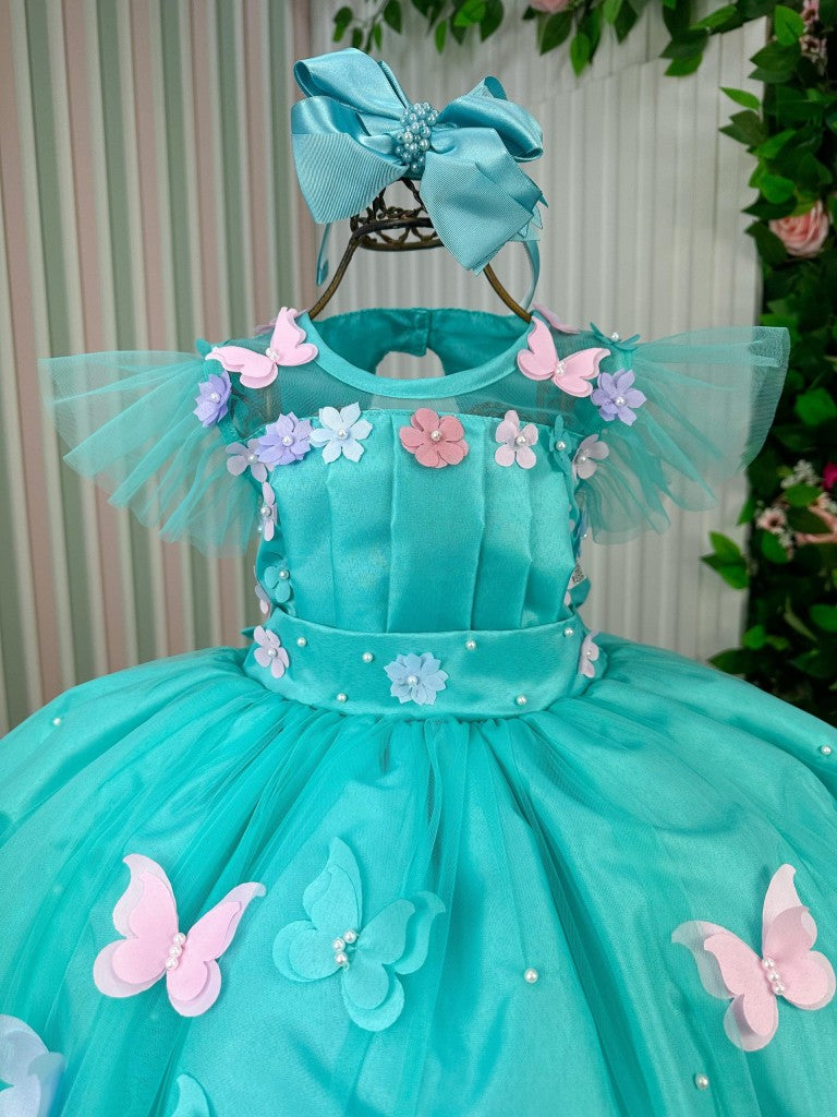 Vestido Verde Tiffany para Meninas com Design Delicado e Confortável