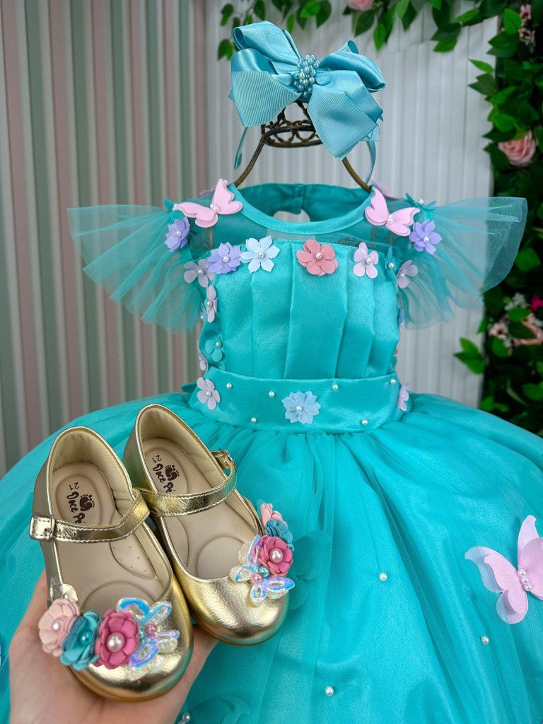 Vestido Verde Tiffany para Meninas com Design Delicado e Confortável