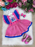 Vestido Infantil Temático em Tecido 100% Poliéster com Laço Bico de Pato
