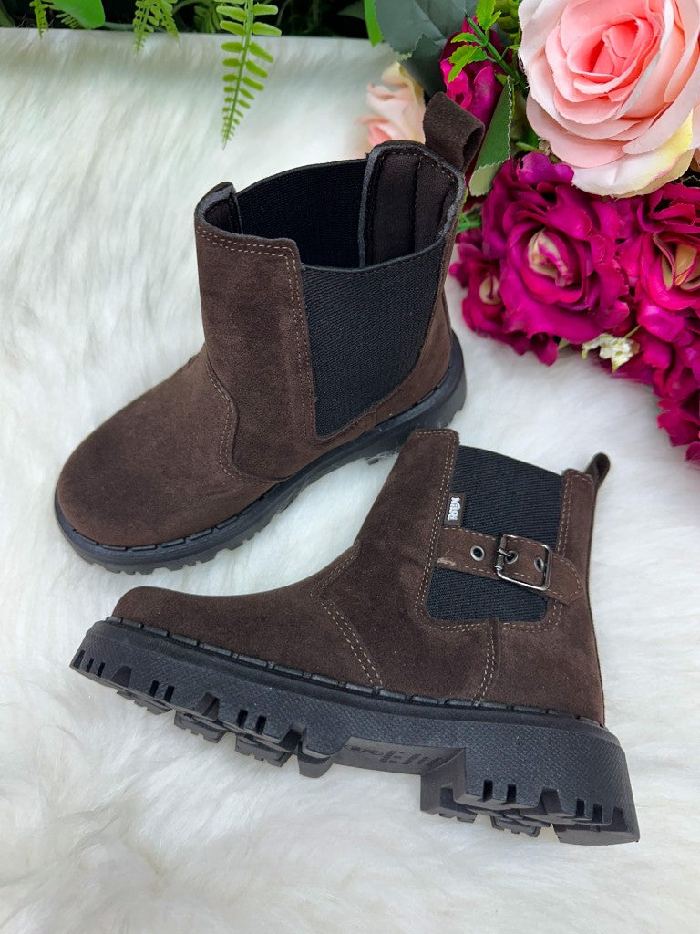 Bota Café com Sola Antiaderente e Detalhes em Strass