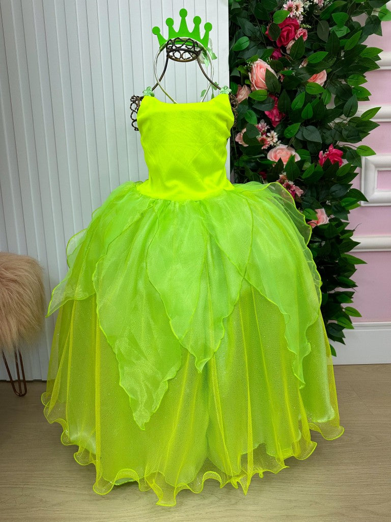 Fantasia Longa Tiana em Cetim e Tule com Glitter