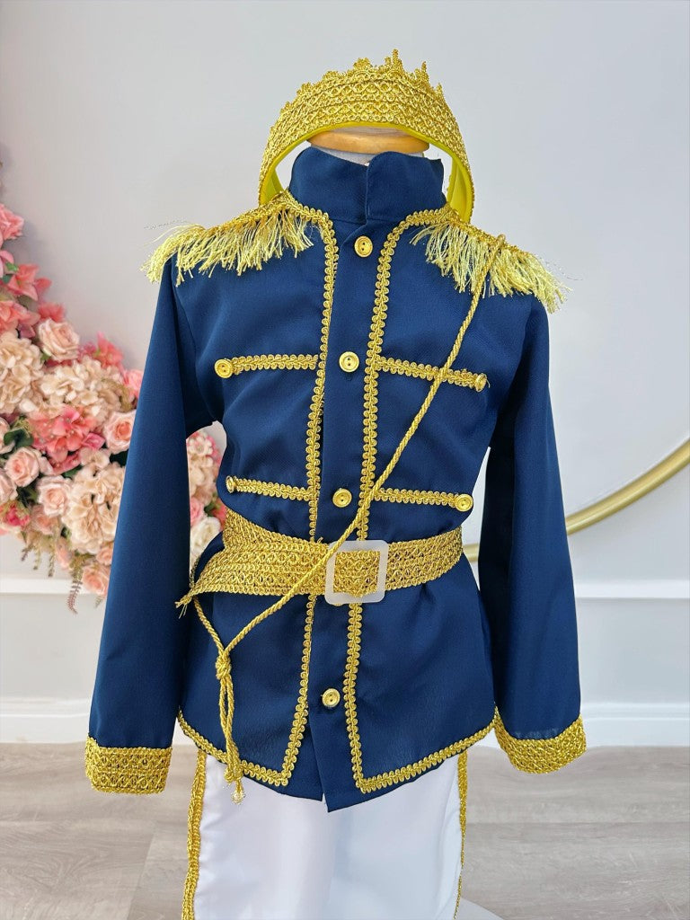 Fantasia Infantil de Príncipe Azul-Marinho Luxuosa