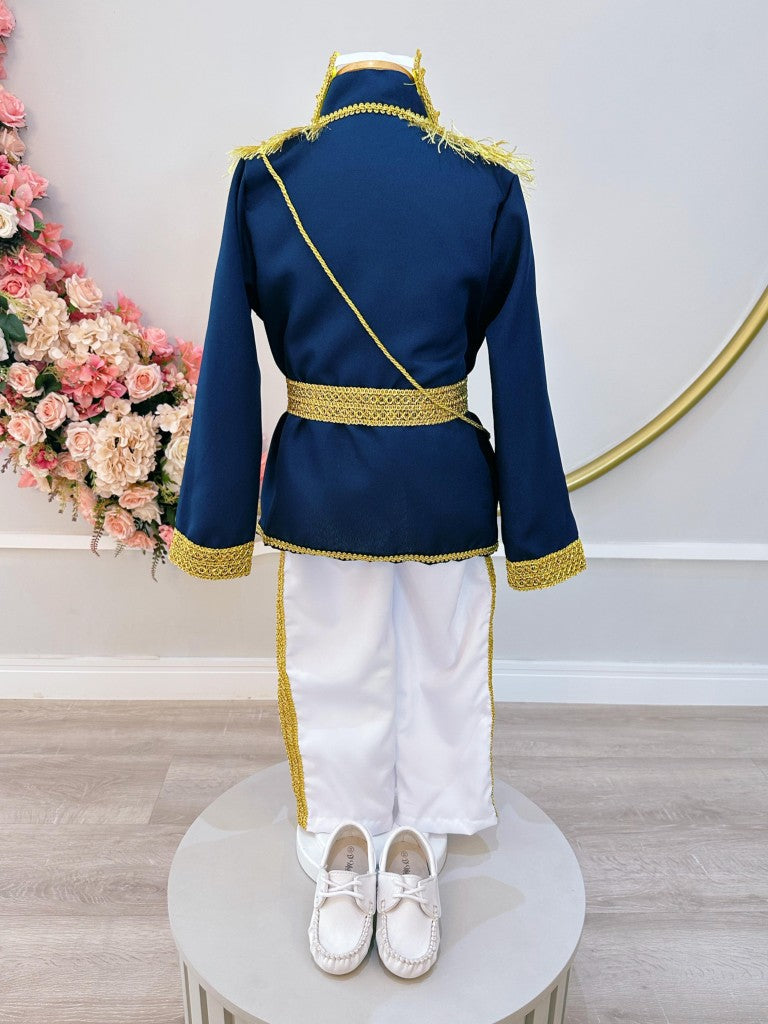 Fantasia Infantil de Príncipe Azul-Marinho Luxuosa