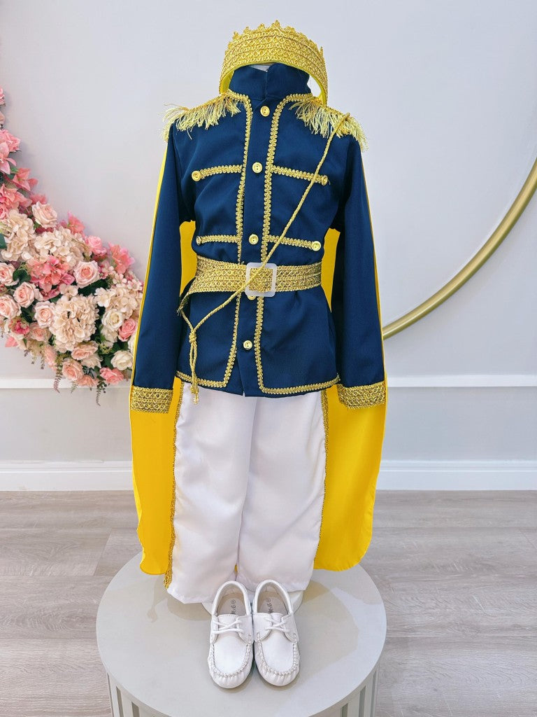 Fantasia Infantil de Príncipe Azul-Marinho Luxuosa