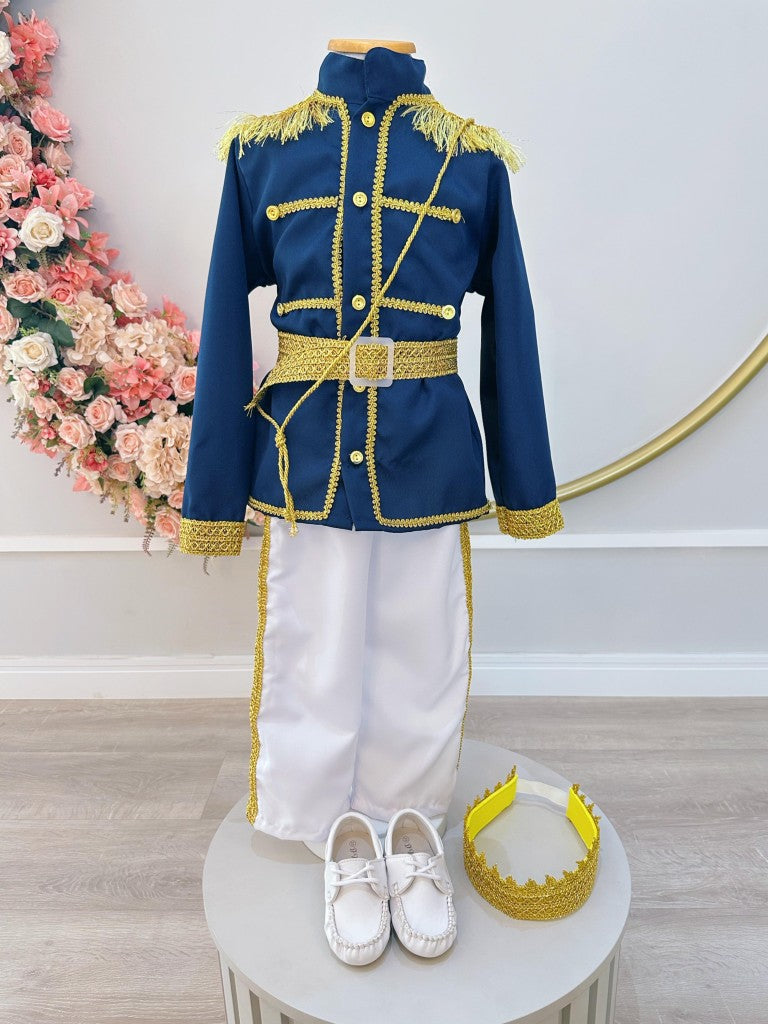 Fantasia Infantil de Príncipe Azul-Marinho Luxuosa