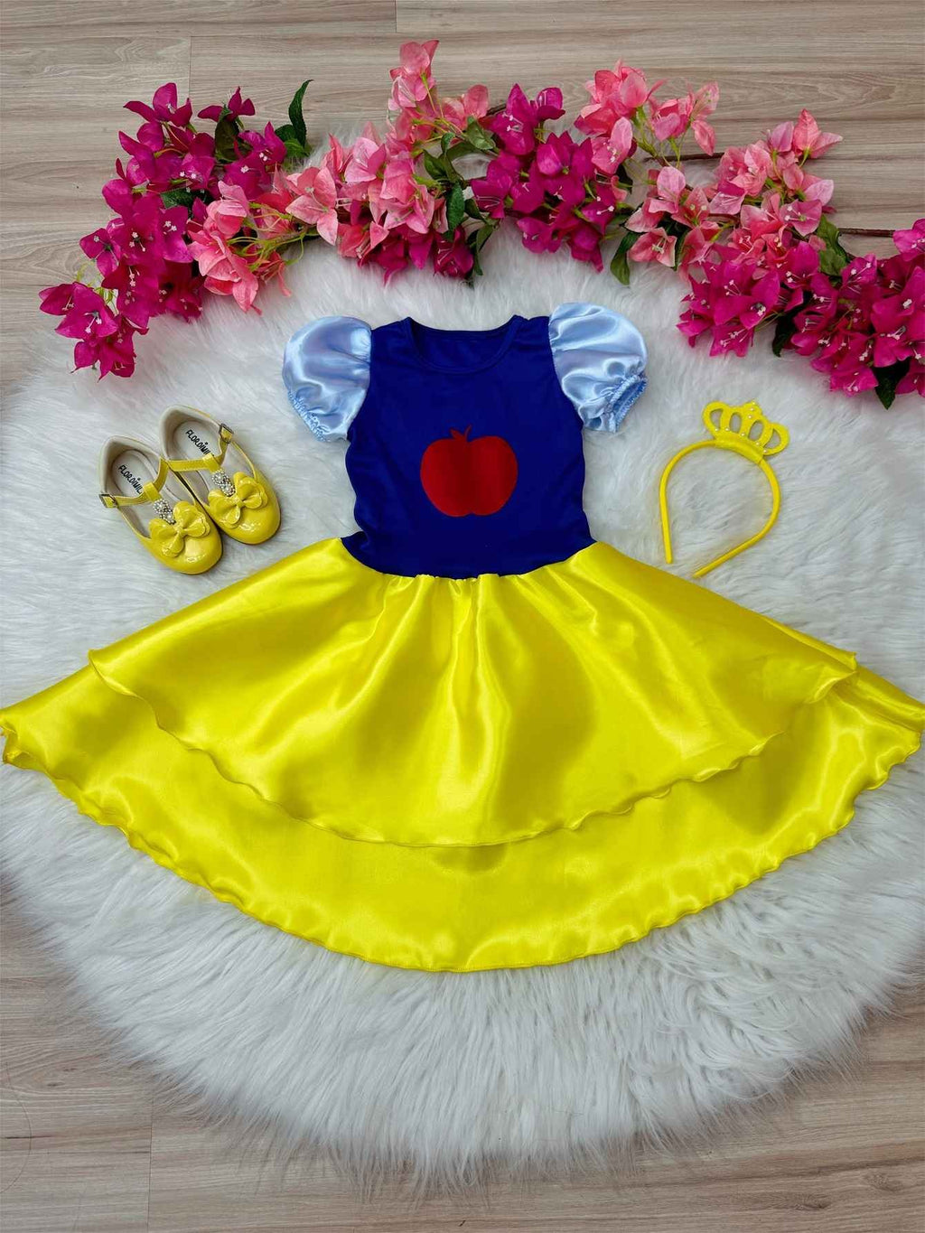 Fantasia Infantil Branca de Neve com Tiara Luxo