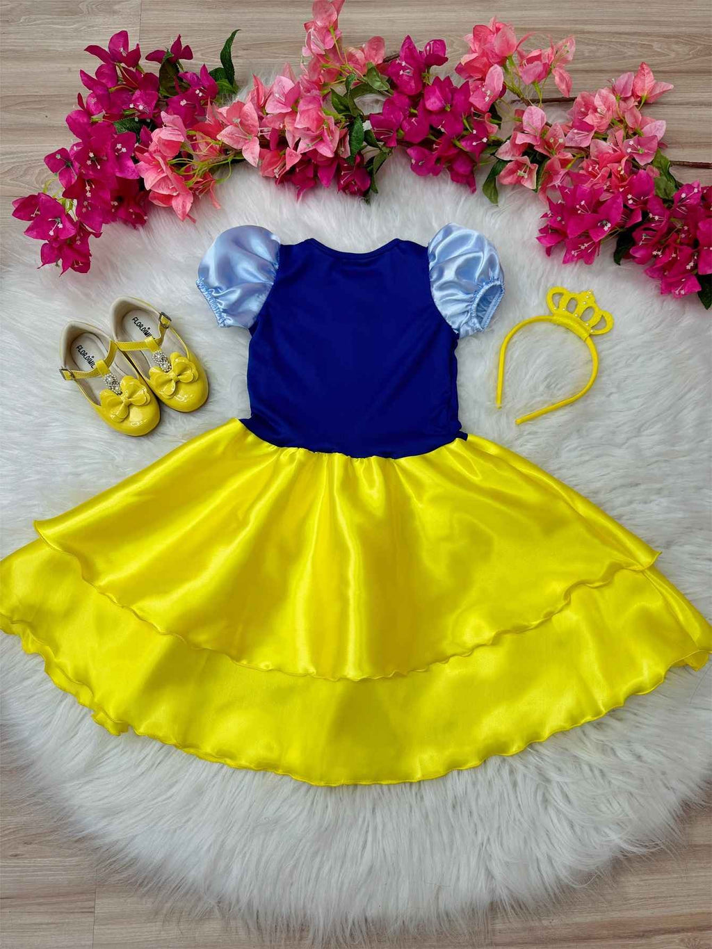 Fantasia Infantil Branca de Neve com Tiara Luxo